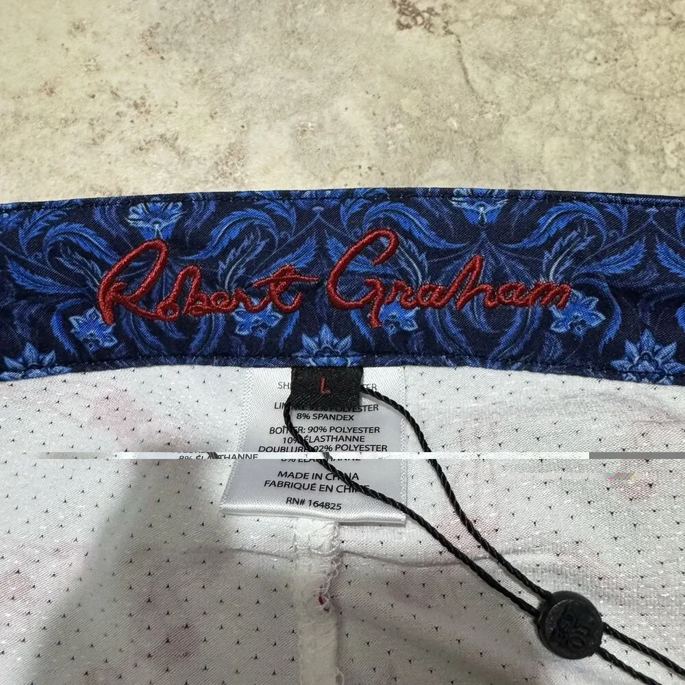 ROBERT GRAHAM Swim Trunks Men's Sz L Navy Blue Blazer Board Shorts NWT